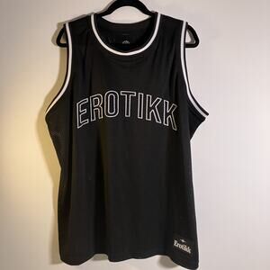 Erotikk Records Jersey Shirt Mens XL Black Mesh Basketball Tank Made USA Music